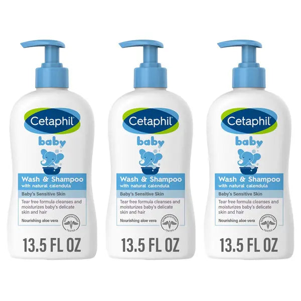 3 Pack - Cetaphil Baby 2-in-1 Hair Shampoo And Body Wash 13.5oz Cetaphil
